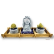 Buddha mécsestál szett ásvány csomaggal (osztott tálas)