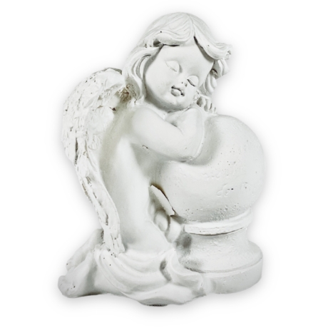 Gömböm pihenő angyalka szobor - fehér