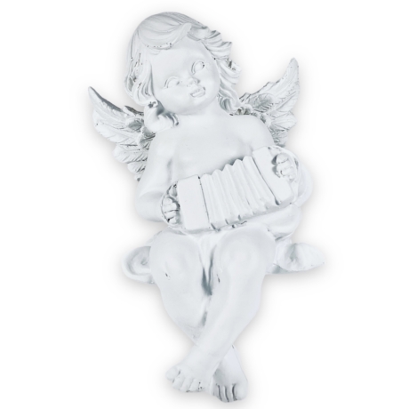 Polcon ülő angyalka szobor - fehér